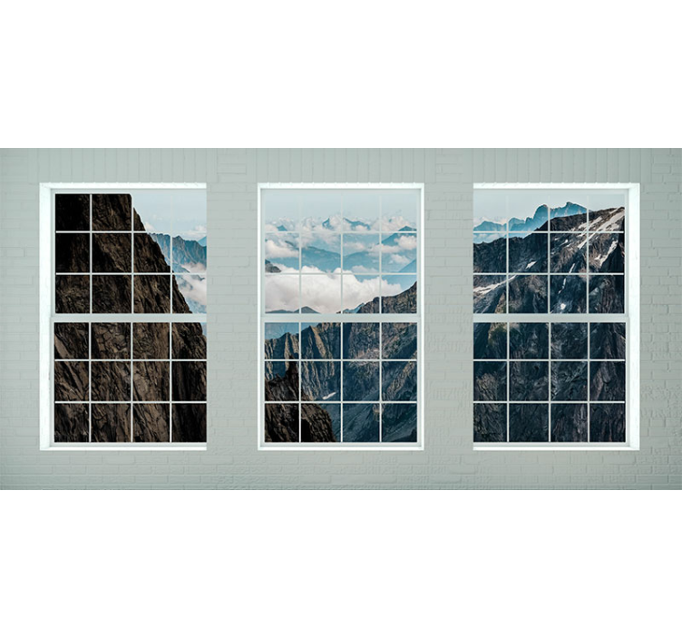 Mountain view windows fototapeta z gorami - TenStickers