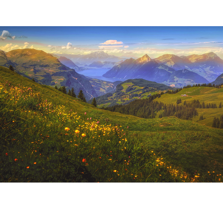 Mountainous meadow view stenske poslikave - TenStickers