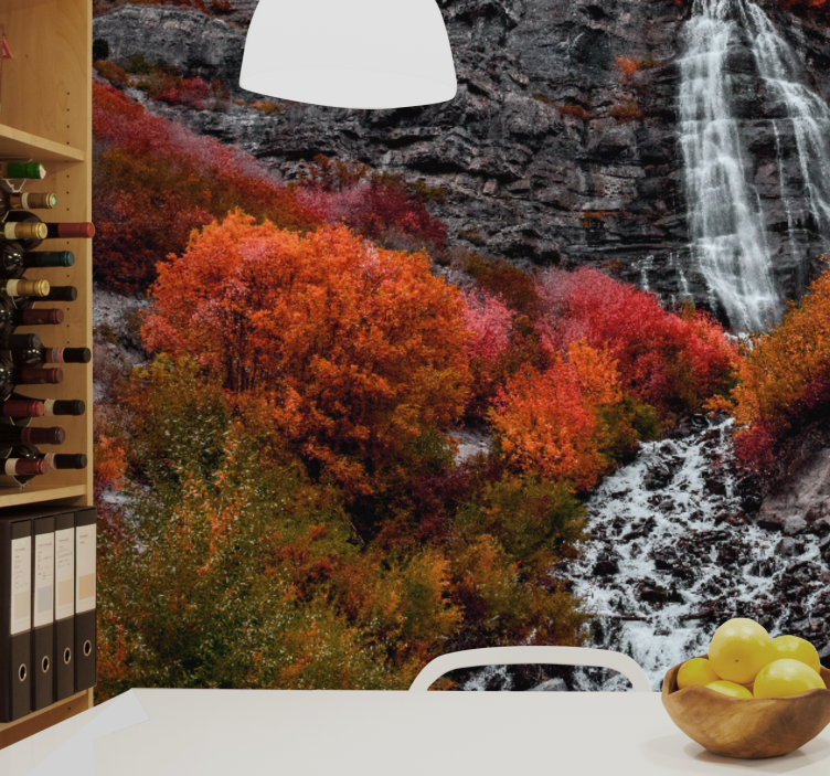 Autumn waterfall scene slap fototapeta - TenStickers