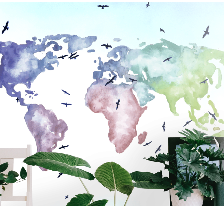 Barvit svetovni zemljevid Fototapete z zemljevidom sveta - TenStickers