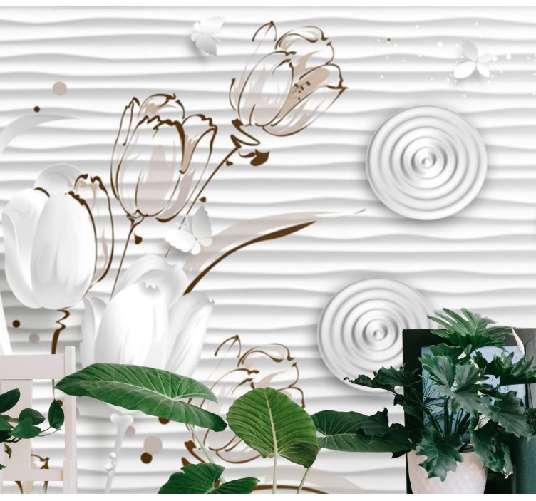 Beli elegantni tulipani Fototapete cvetje - TenStickers