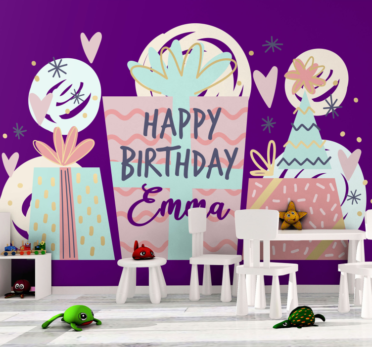 Birthday presents celebration fototapeta s citati - TenStickers