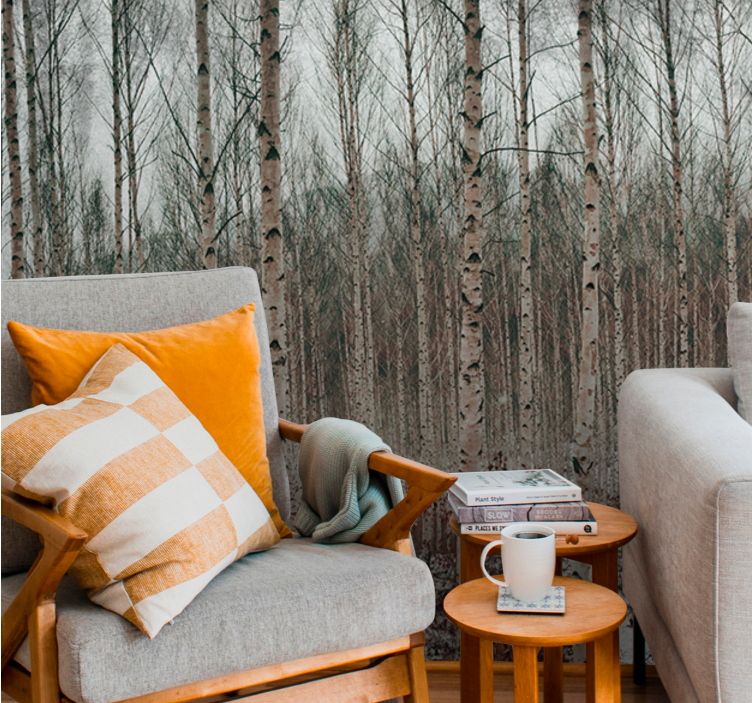 Breza siva drevesa gozdna slika - TenStickers