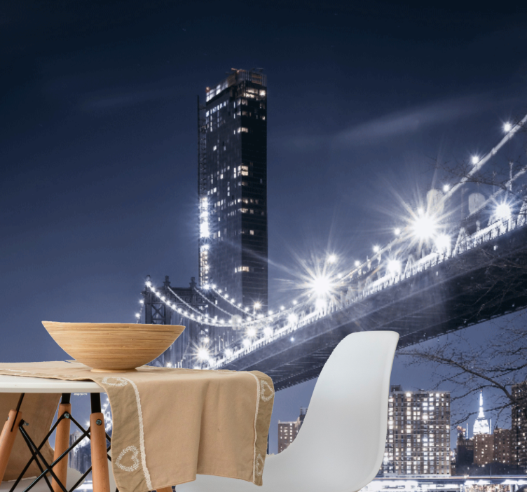 Brooklyn bridge night view fototapeta new york - TenStickers