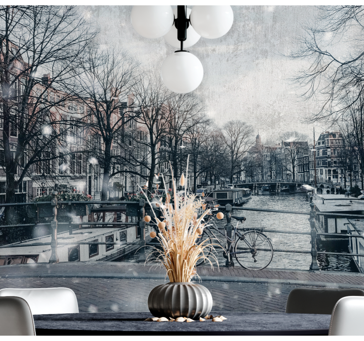 Canal reflection scene fototapeta amsterdam - TenStickers