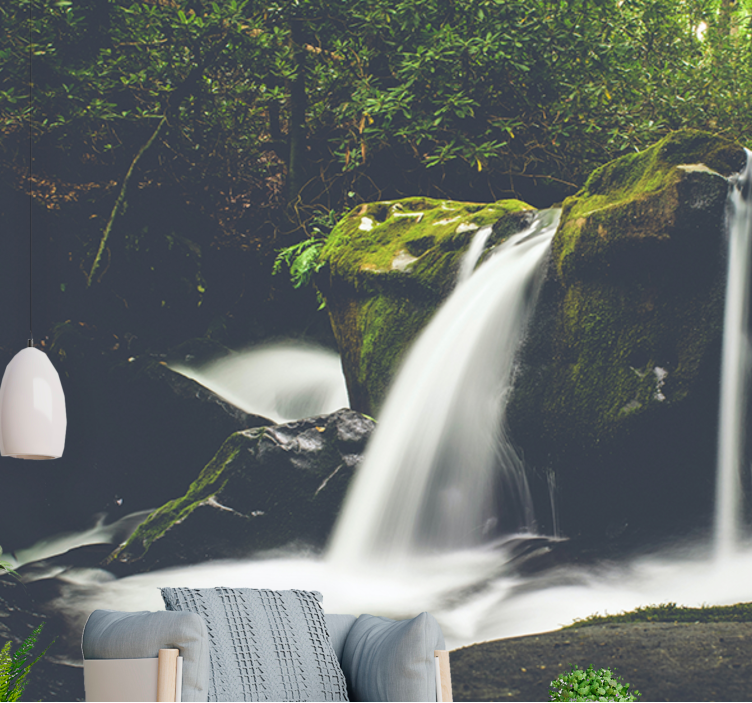 Cascading waterfall scene slap fototapeta - TenStickers