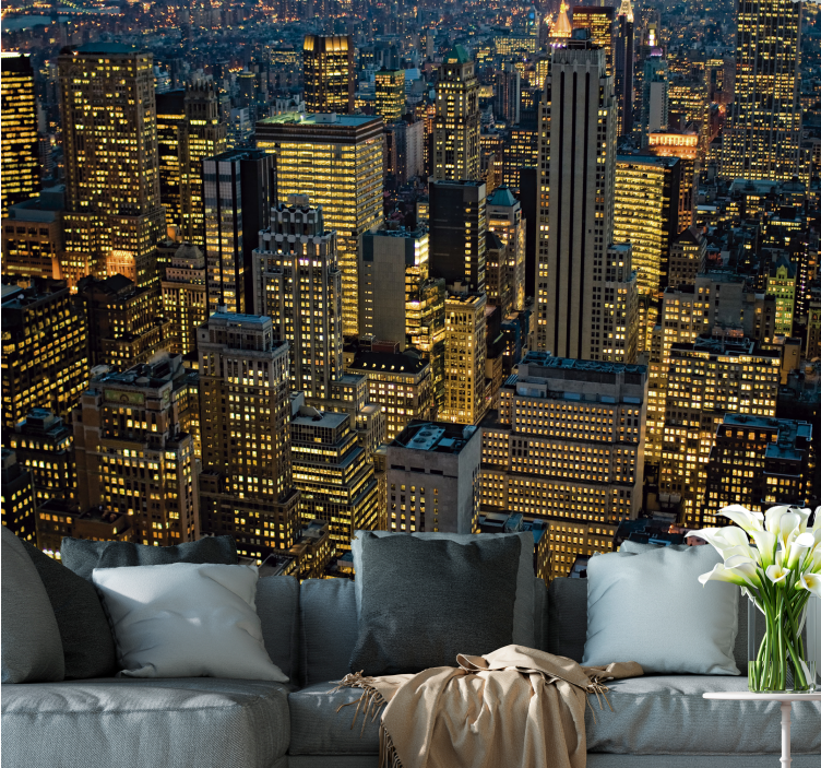 City skyline night fototapeta new york - TenStickers