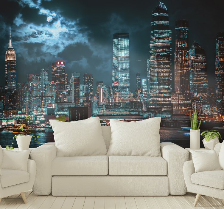 Cityscape nightscape fototapeta new york - TenStickers