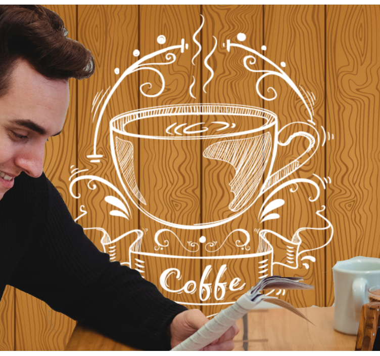 Coffee cup design fototapeta s citati - TenStickers