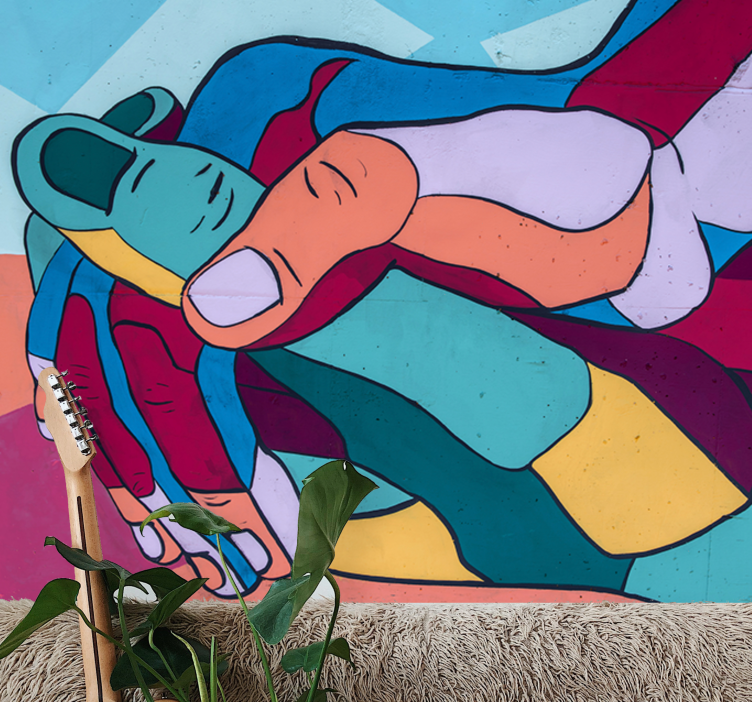 Colorful hand embrace fototapeta ljubezen - TenStickers