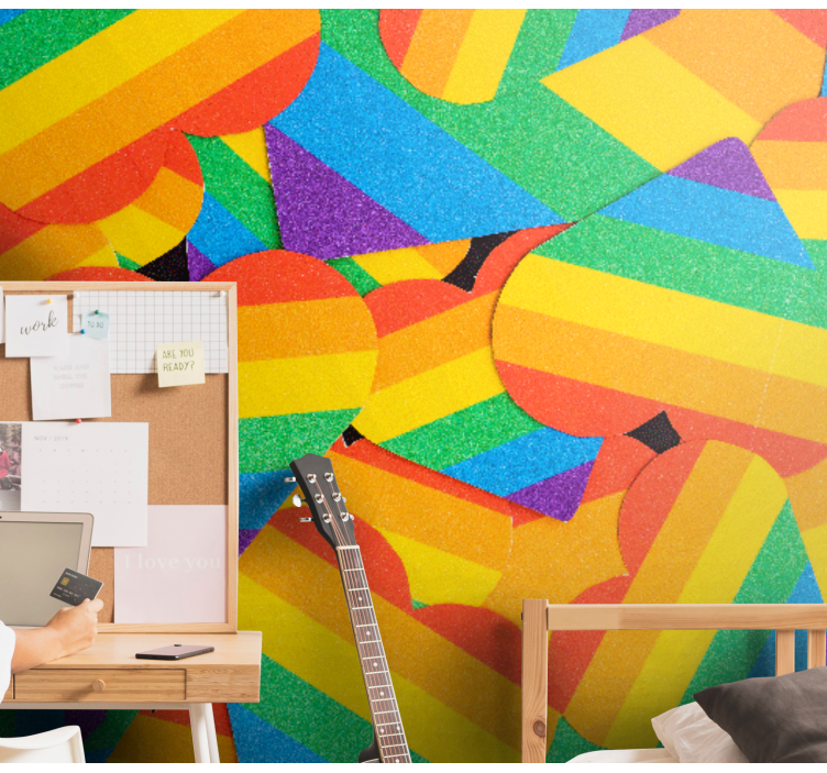 Colorful heart patterns fototapeta ljubezen - TenStickers