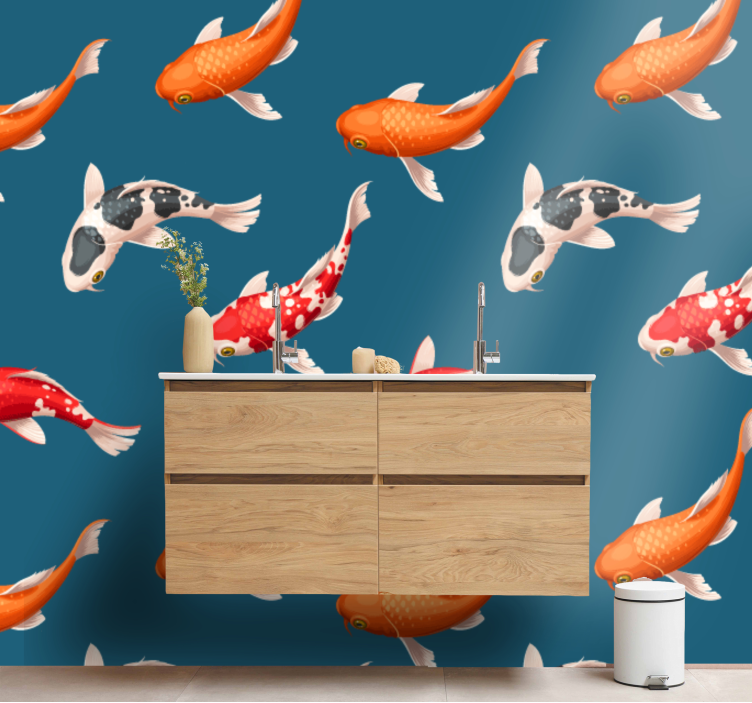 Colorful koi fish fototapete z živalmi - TenStickers