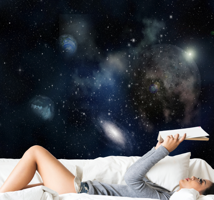 čudovit pogled na vesolje in planet stensko poslikavo - TenStickers