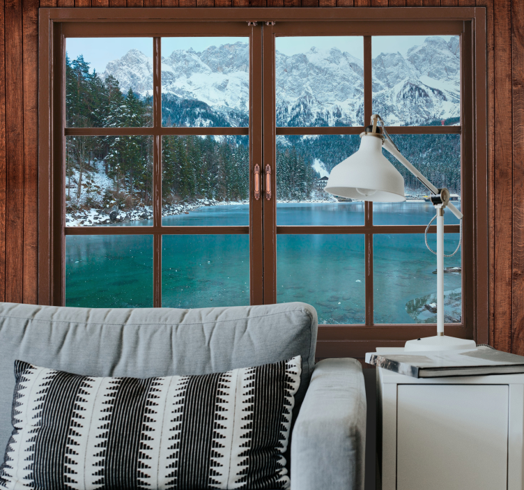 čudovita 3d stenska poslikava jezera in gore - TenStickers