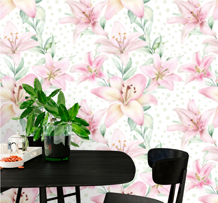 Delicate lily floral fototapeta z makovimi cvetovi - TenStickers