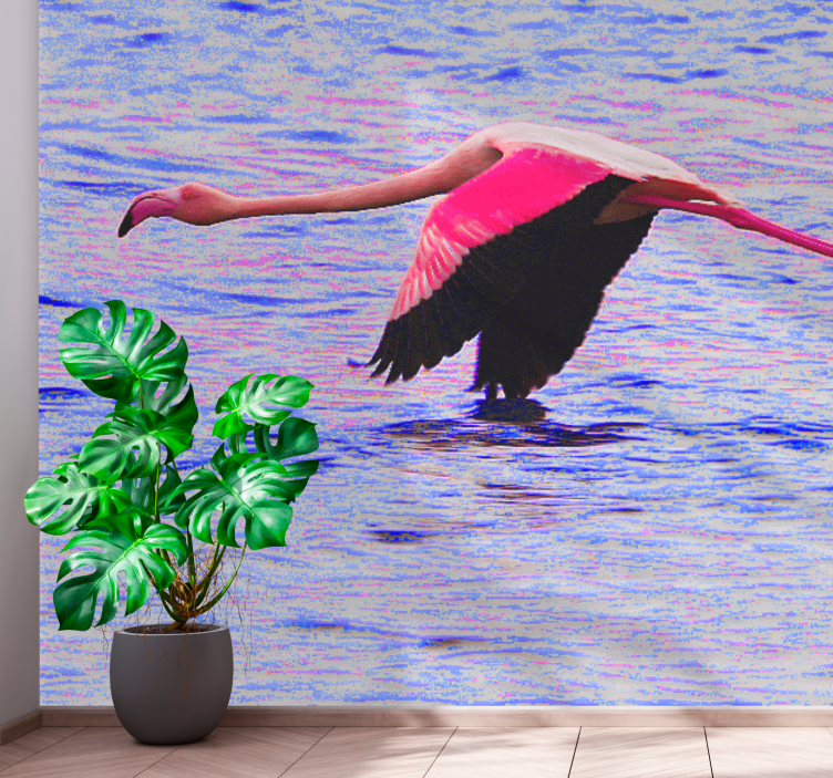 Flamingo v letu Fototapete z drugimi živalskimi motivi - TenStickers