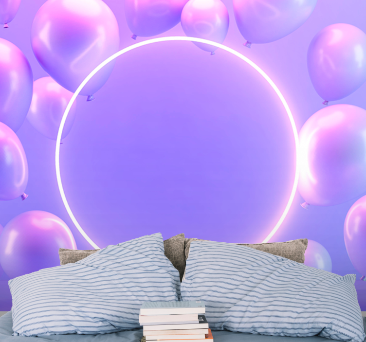 Floating balloons circle fototapeta ljubezen - TenStickers