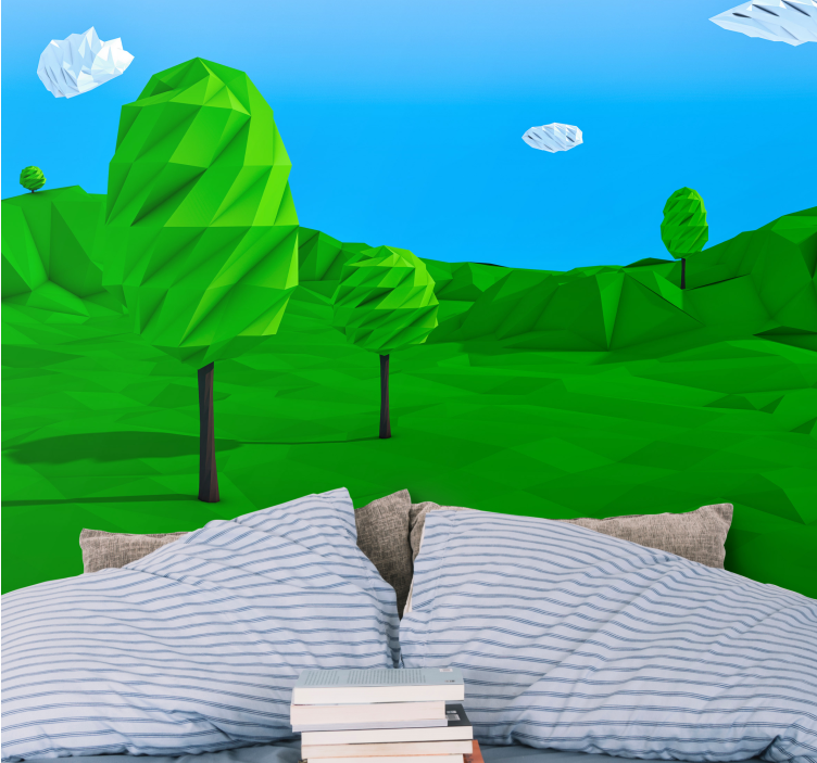 Geometric green landscape fototapete narava - TenStickers