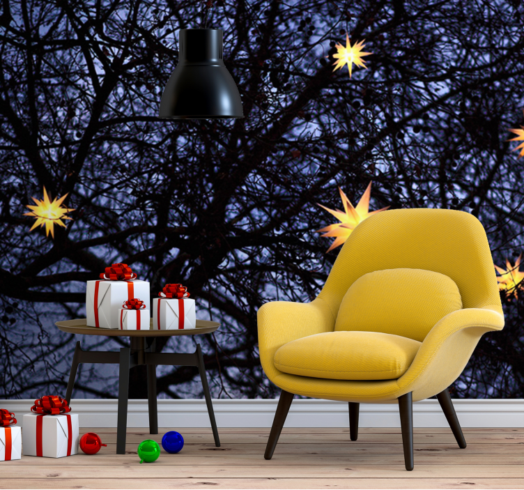 Golden starry night božična fototapeta - TenStickers