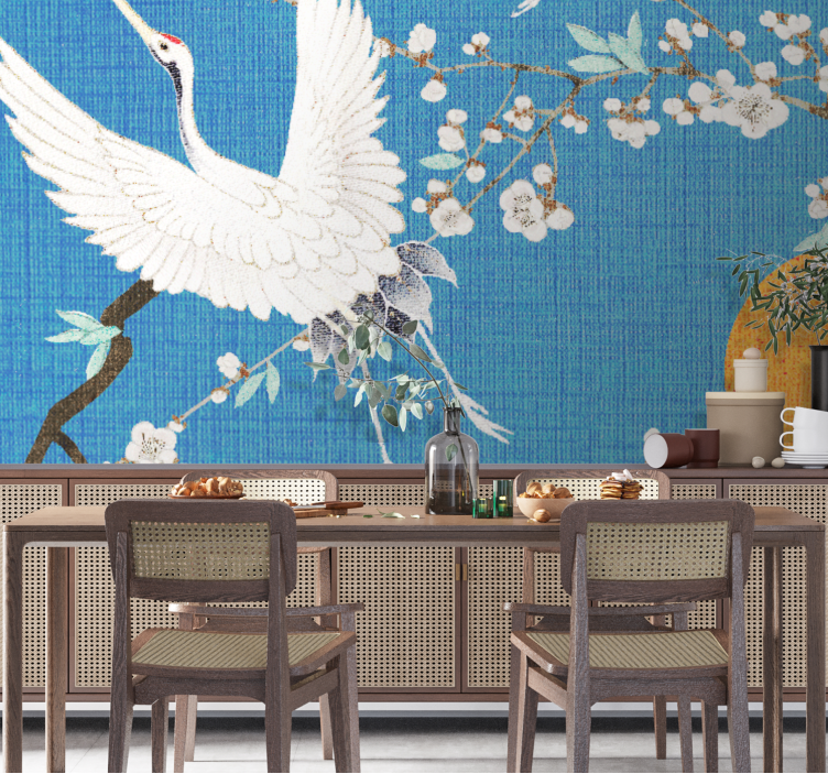 Graceful crane blooms fototapeta z levom - TenStickers