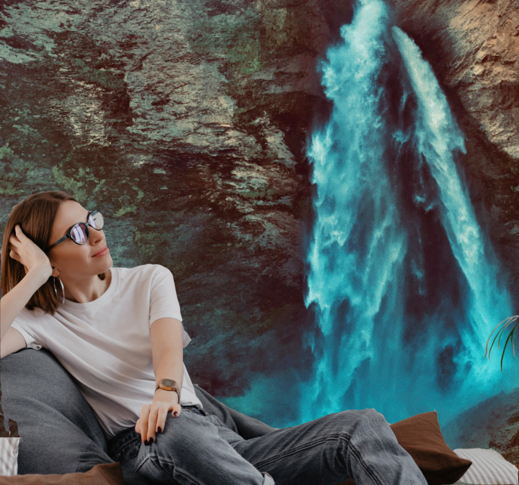 Grand waterfall perspective fototapeta z gorami - TenStickers