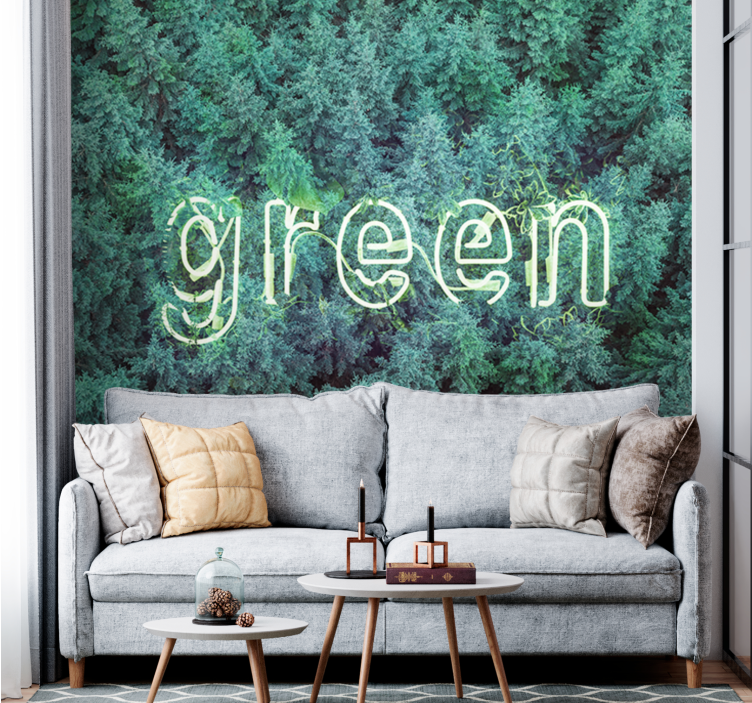 Green forest lettering fototapete narava - TenStickers
