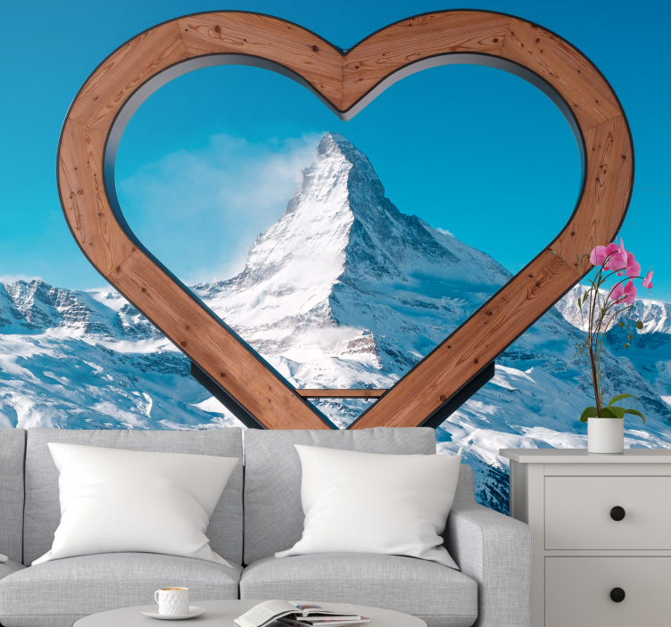 Heart-shaped mountain view fototapeta ljubezen - TenStickers