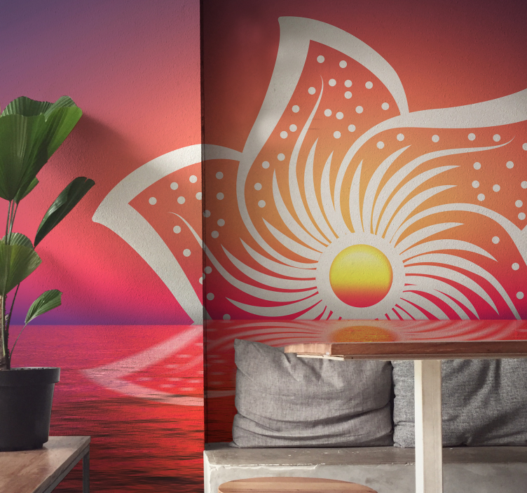 Hibiscus sunrise design fototapete za jedilnico - TenStickers