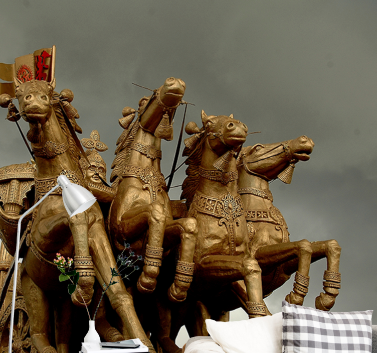 Historical chariot horses fototapeta z vozili - TenStickers