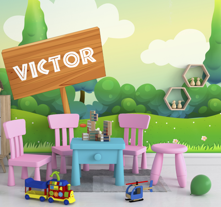 Igriva zelena pokrajina Fototapete za otroško sobo - TenStickers