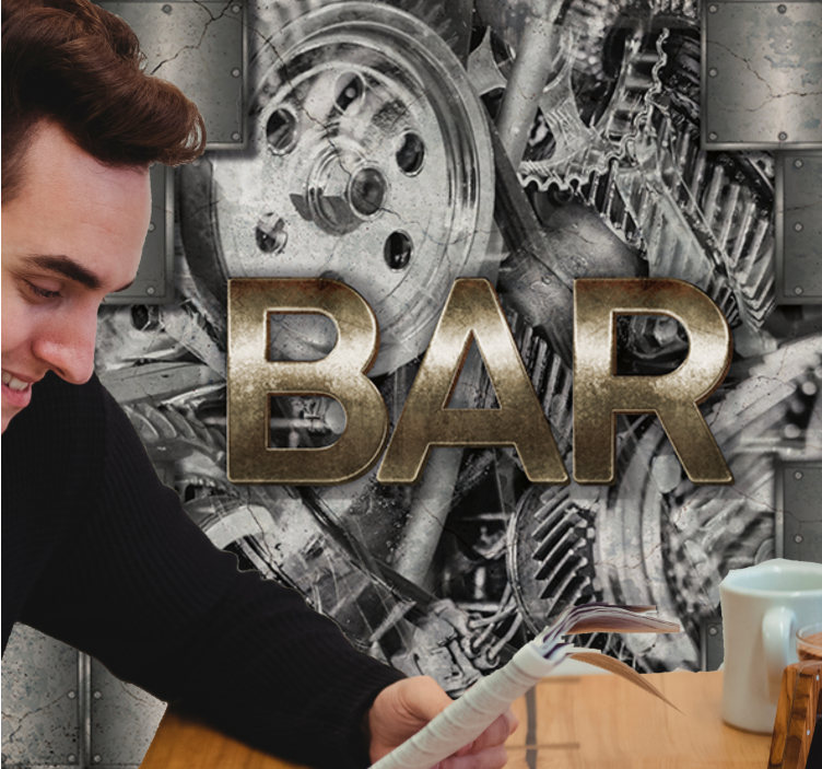 Industrial gear lettering fototapete z graffiti motivi - TenStickers