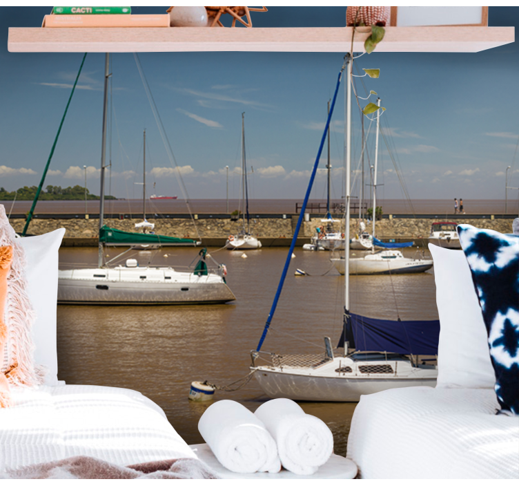 Jadrnice v pristanišču Fototapete z morjem - TenStickers