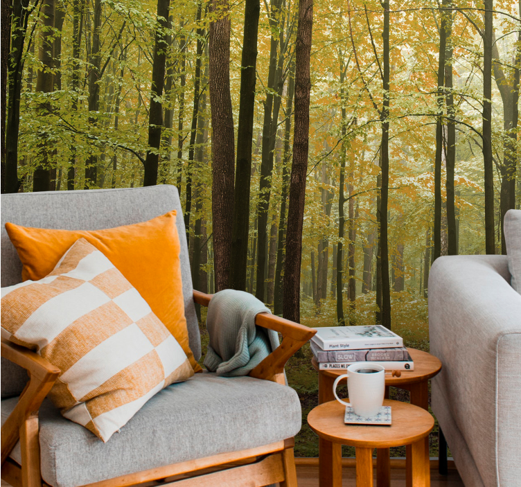 Jesenska gozdna pokrajina fototapeta - TenStickers