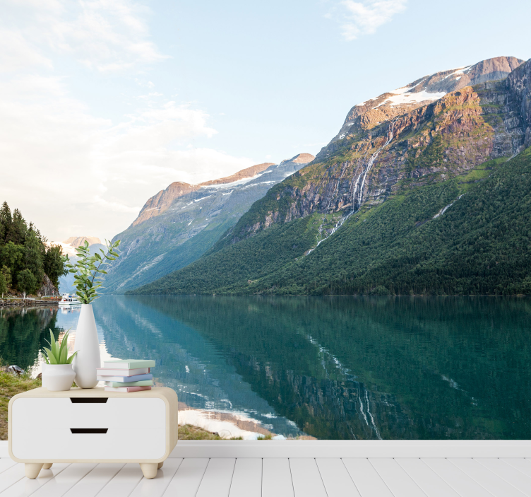 Lesena pokrajina v steni jezera na jezeru - TenStickers