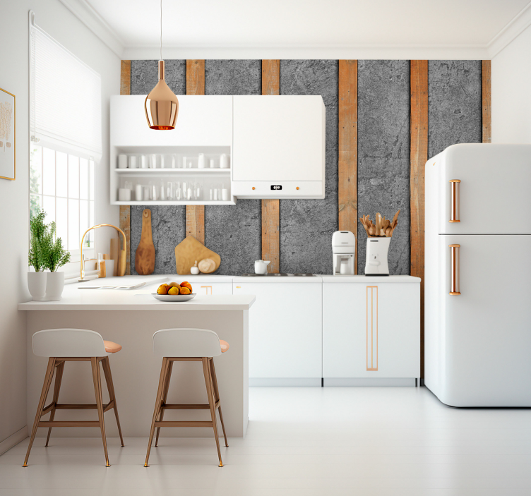 Deske na betonu Fototapete z imitacijo lesa - TenStickers