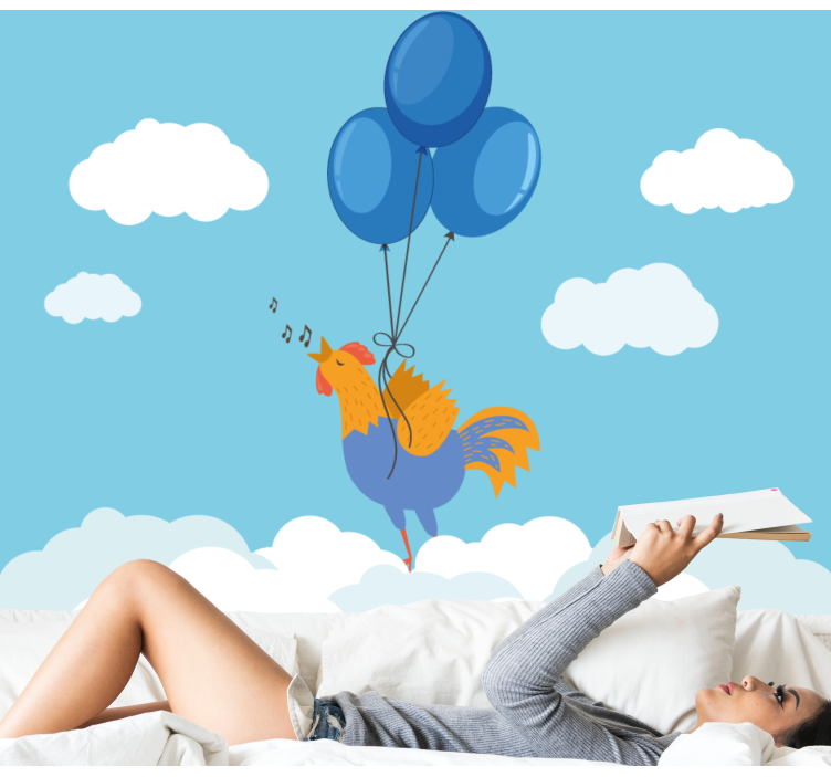 Leteča piščanka z zidnimi slikami modri baloni - TenStickers