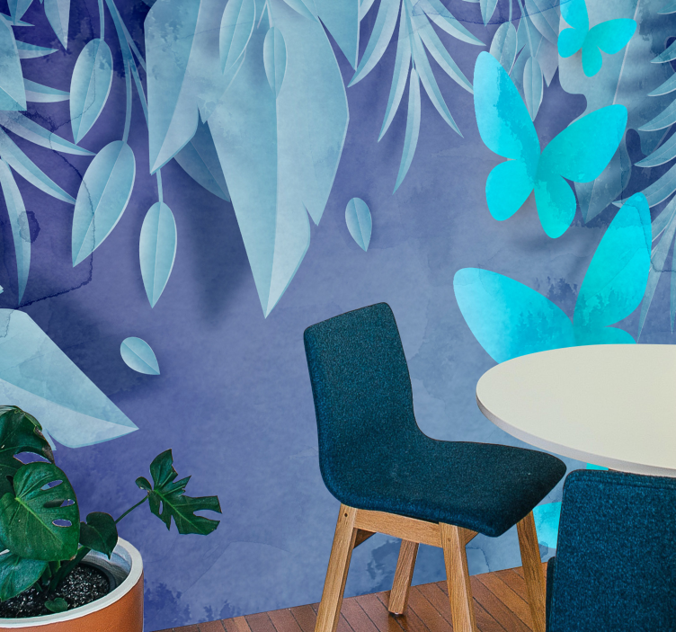 Leteči listi metulji 3d fototapeta - TenStickers