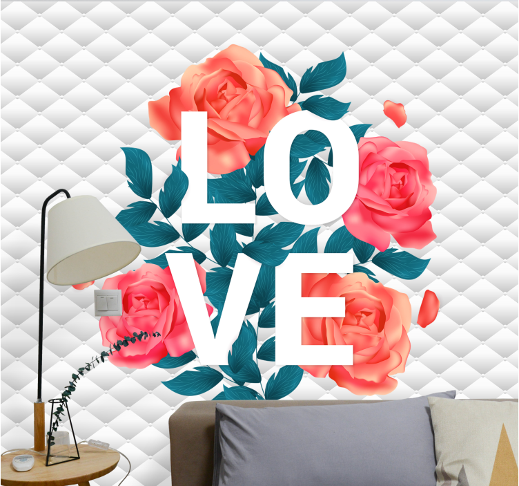 Love roses floral design fototapeta ljubezen - TenStickers