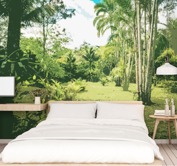 Lush tropical landscape tapeta džungle - TenStickers