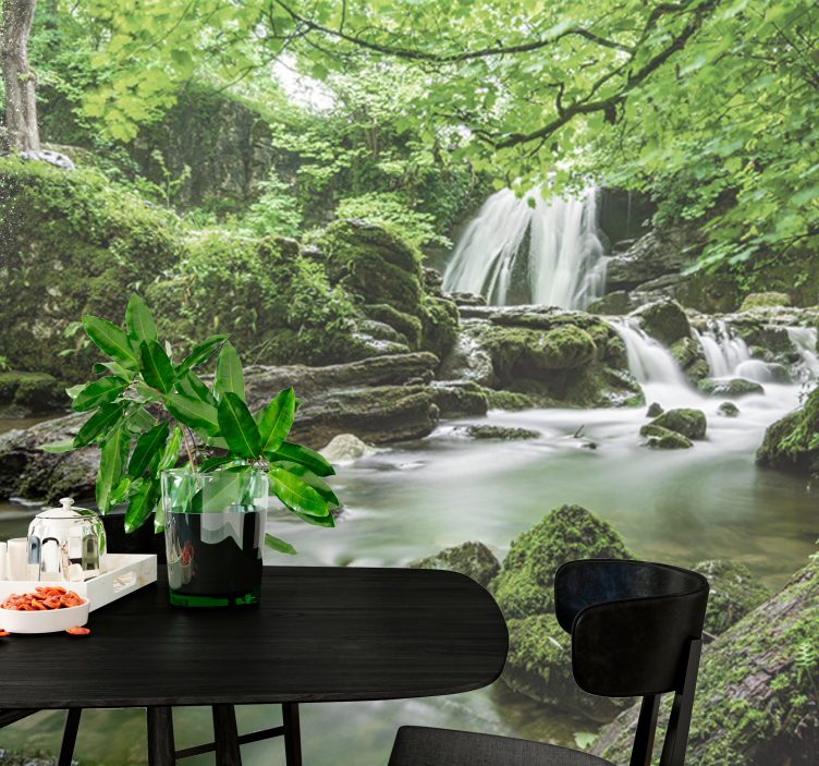 Lush waterfall serenity fototapete narava - TenStickers