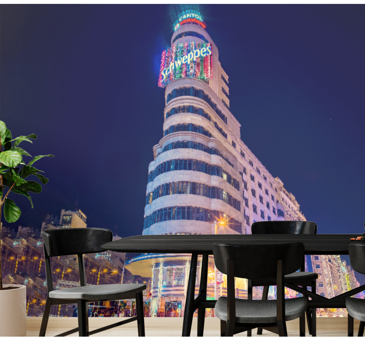 Madrid skyline night fototapete - TenStickers