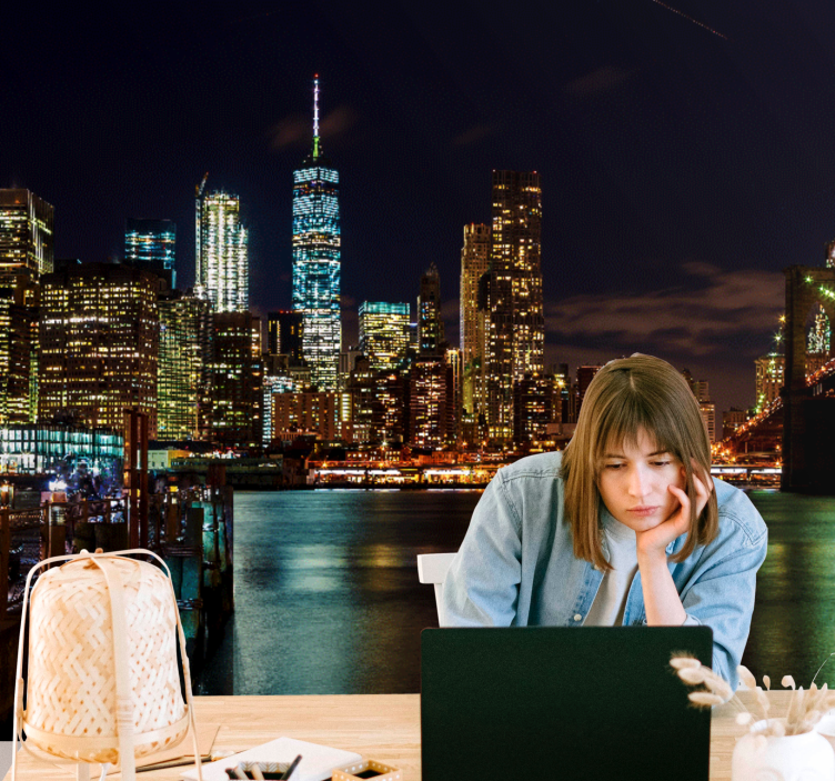 Manhattan nightscape fototapeta new york - TenStickers