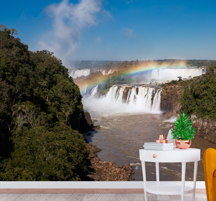 Mavrica slapov iguazu Fototapeta z gorami - TenStickers