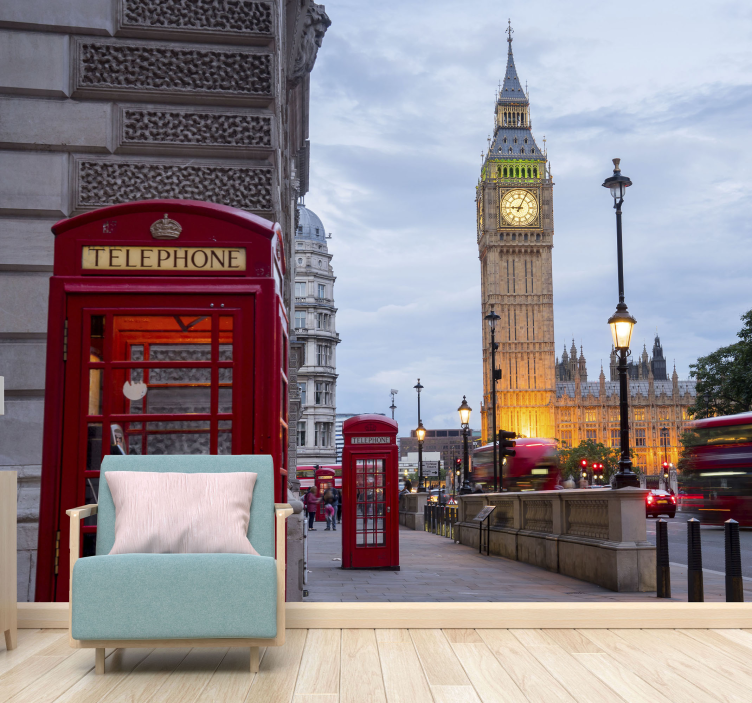 Mestna telefonska govornica london stenska stena - TenStickers