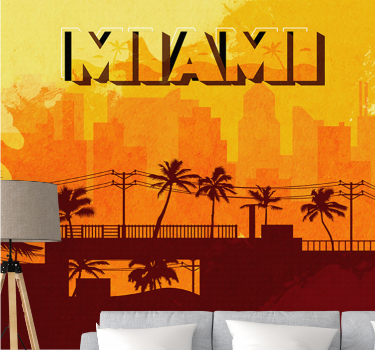 Miami skyline sunset fototapeta mest in držav - TenStickers