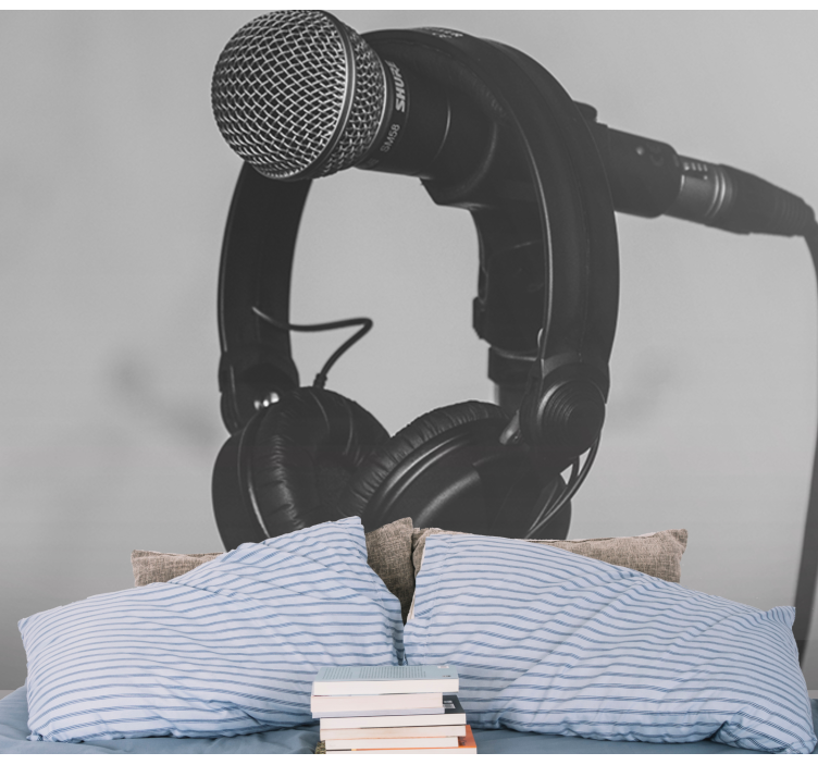 Microphone and headphones fototapete z glasbeno tematiko - TenStickers