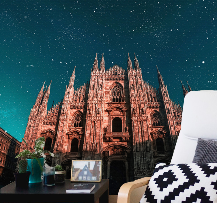 Milan cathedral nightscape fototapete madrid - TenStickers