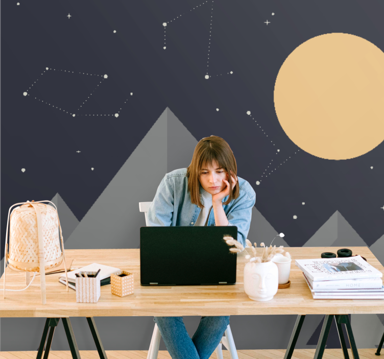 Moonlit mountain peaks vesoljski fototapeti - TenStickers