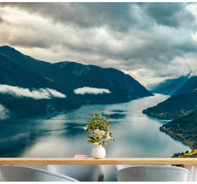 Mountain lake mirror stenske poslikave - TenStickers