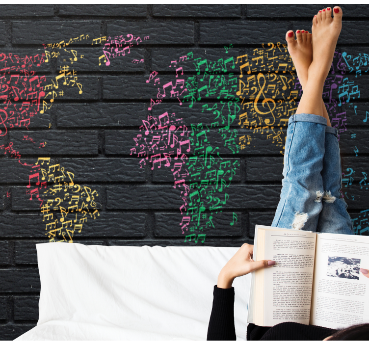 Musical world map fototapete z glasbeno tematiko - TenStickers